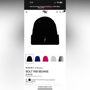 Aviator Nation NWT Bolt beanie hat